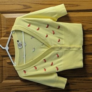 Banned Apparel Retro 1950's Watermelon Cardigan in Yellow Size S